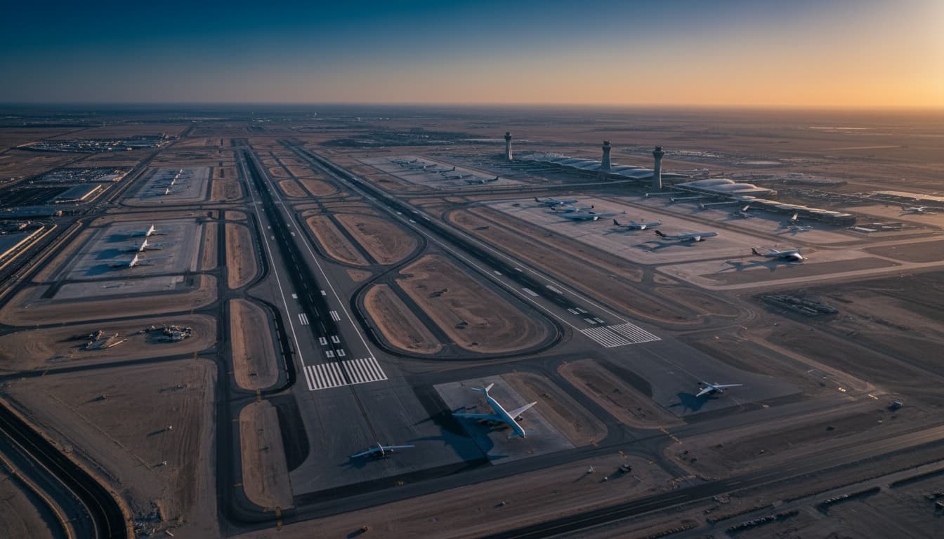 Världens största flygplatser mätt i yta och antal passagerare